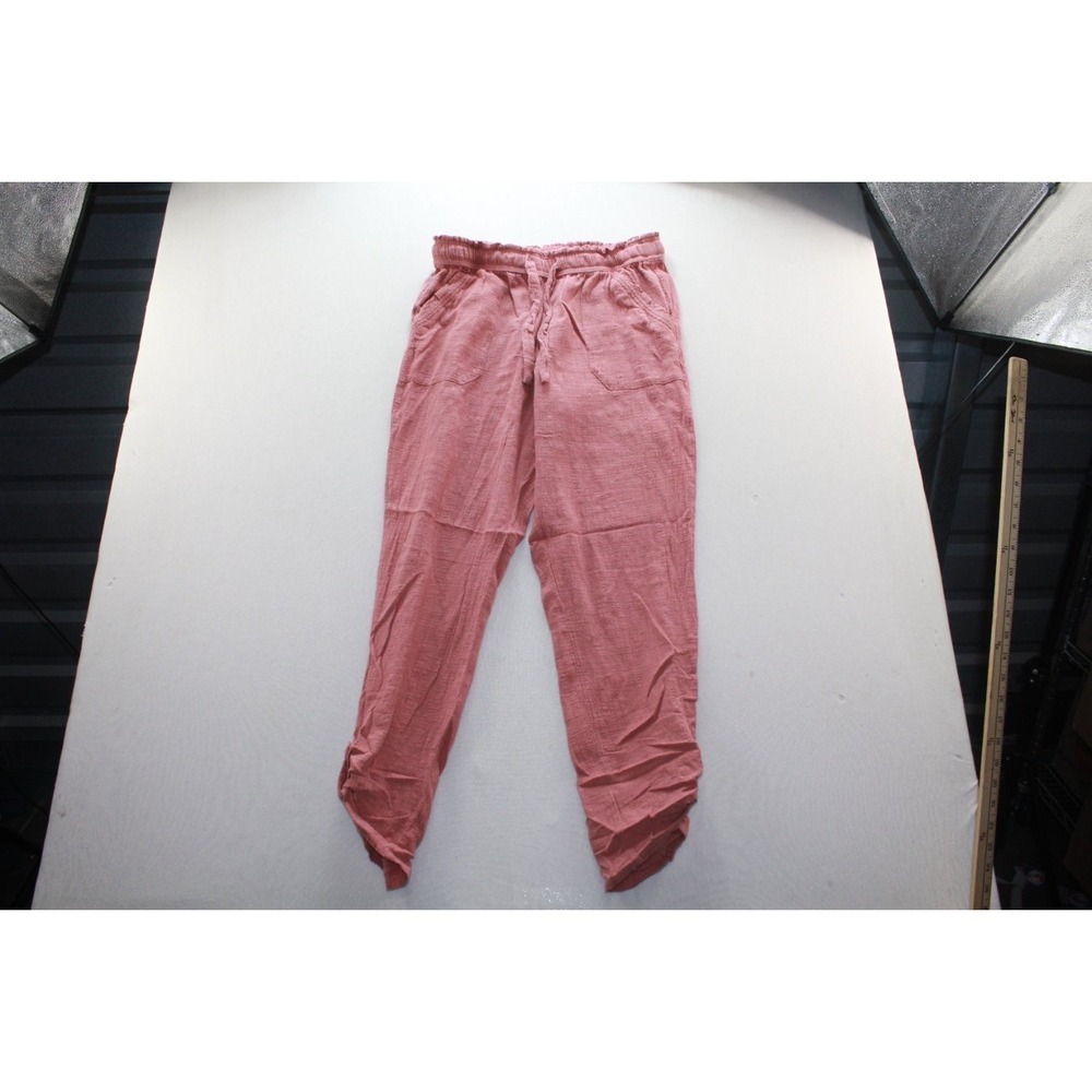 SO Jogger Pants Womens Large Dusty Rose Good Linen Blend Tapered Leg Beach